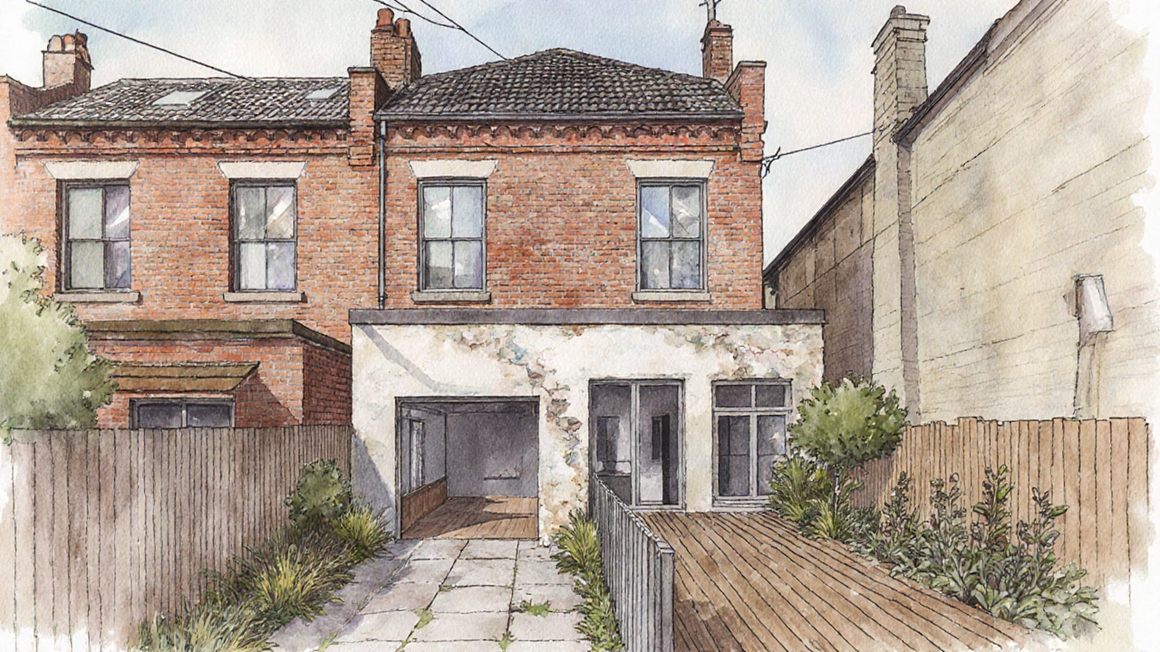 A narrow Fitzroy house with a two-storey extension that matches the original 1920s brick design and roofline.