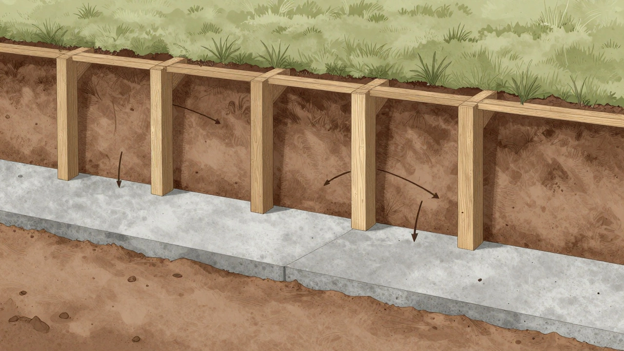 Cross-section of home foundation showing soil compaction and drying materials.