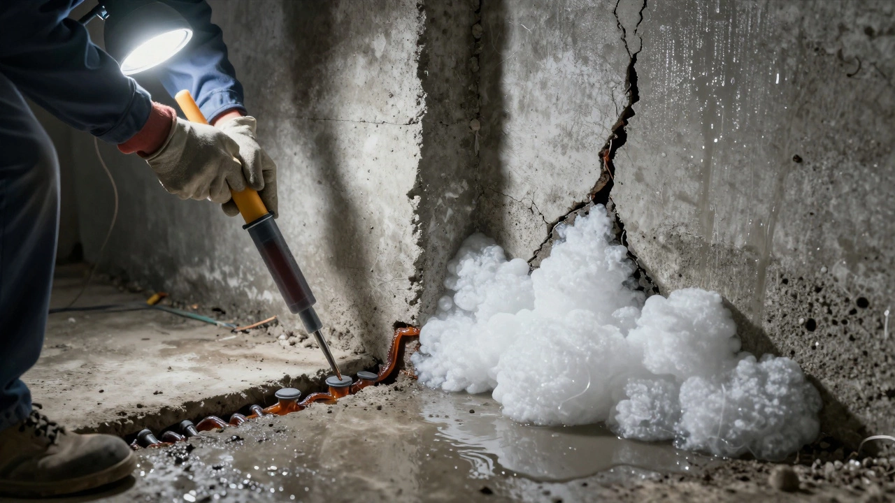 Epoxy and polyurethane injection repair methods shown