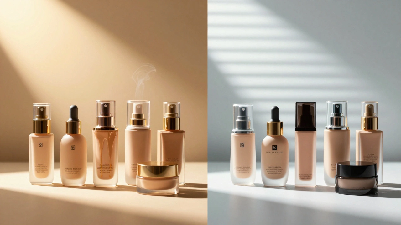 Comparison showing makeup damage from direct sun vs preservation under diffused light