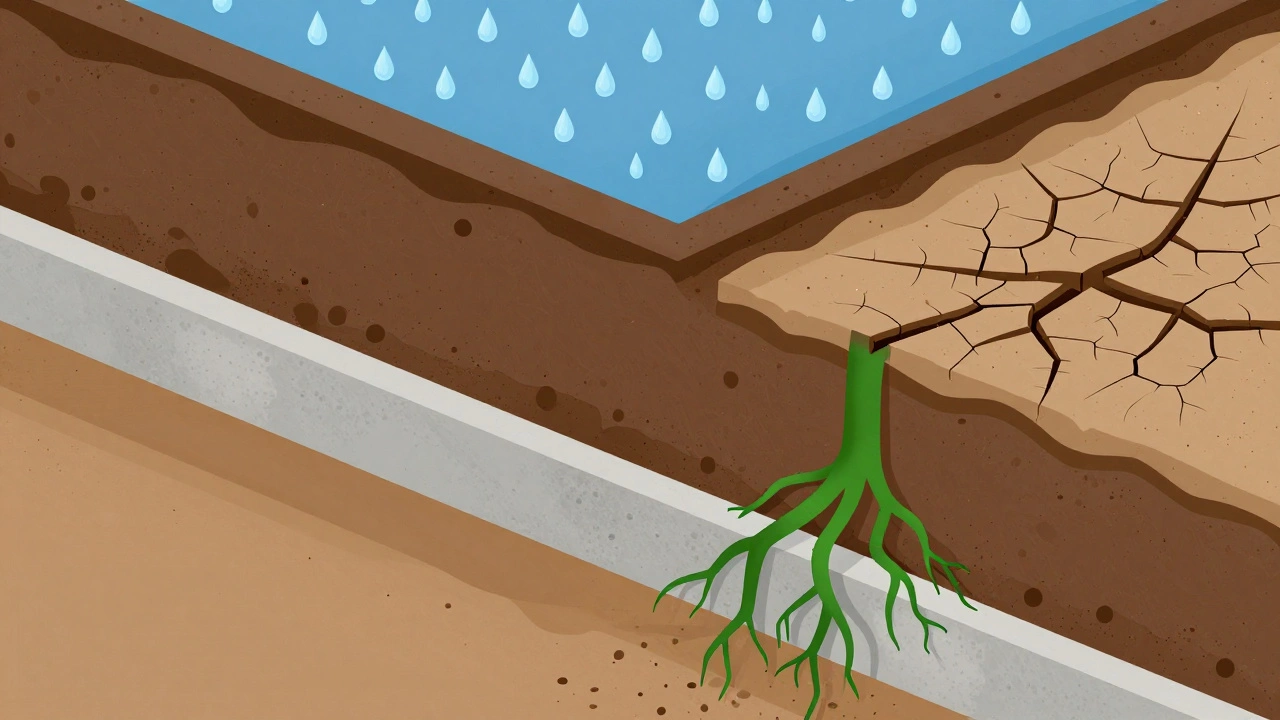 Cross-section diagram showing soil movement affecting foundation