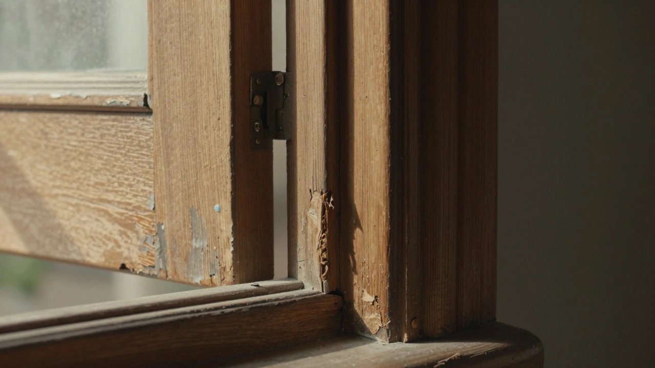 Warped wooden door frame stuck due to foundation shift