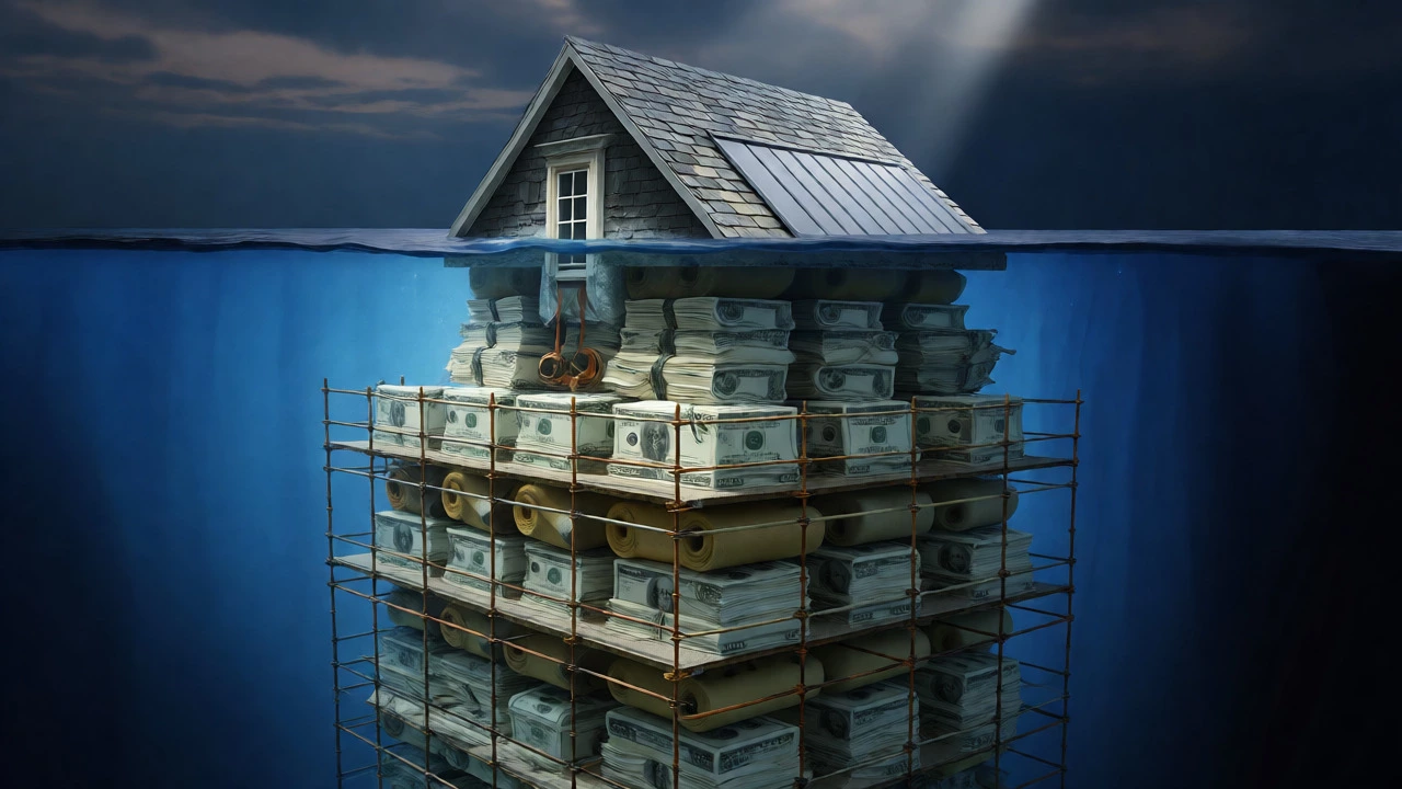 Iceberg metaphor with roof tip and submerged costs like labor and materials